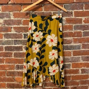 Eva Franco for Anthropologie Floral Midi Skirt